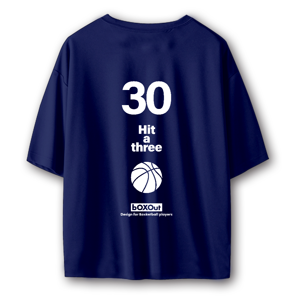 【バックプリント】No.30 BasketBall ストリートTシャツ／ポリエステル素材(ブラック・ネイビー・ロイヤルブルー)