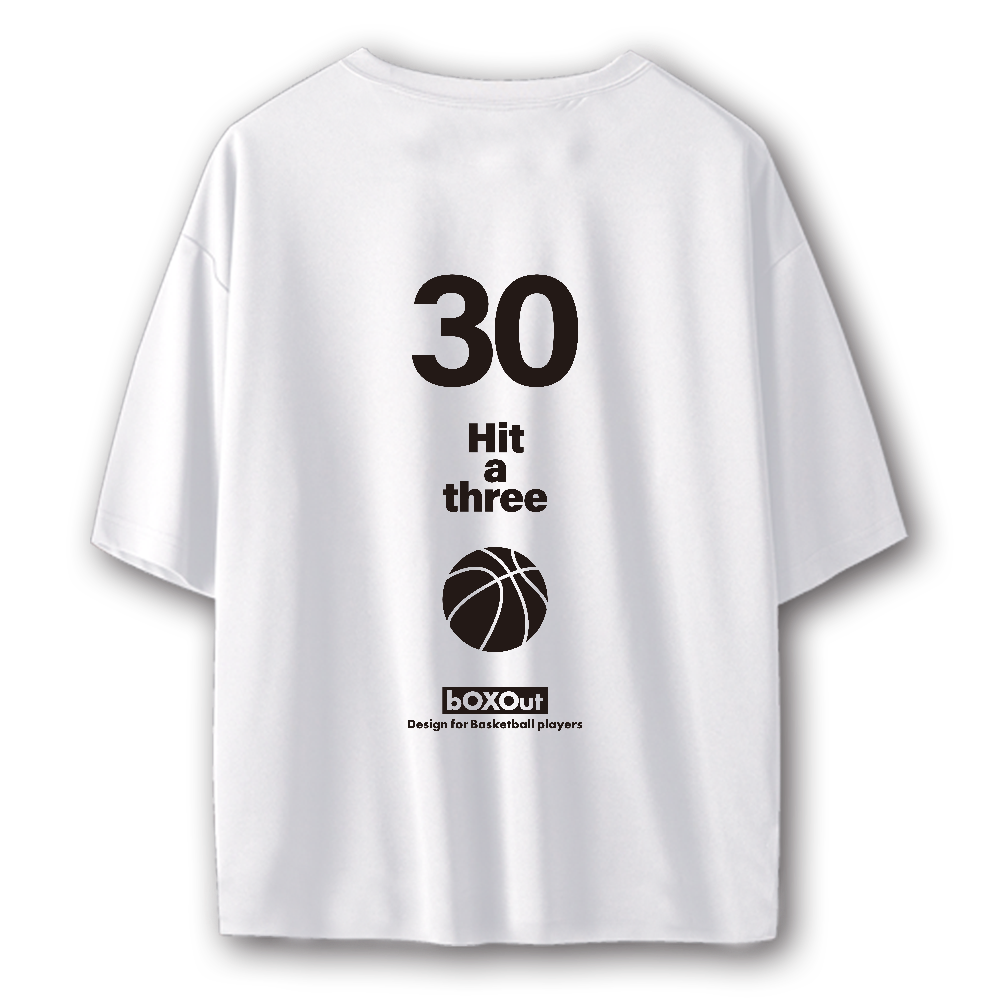 【バックプリント】No.30 BasketBall ストリートTシャツ／ポリエステル素材(ホワイト)