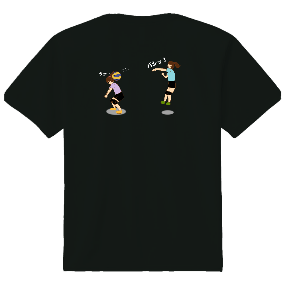 バレーボール事故Tシャツ(背面イラスト)
