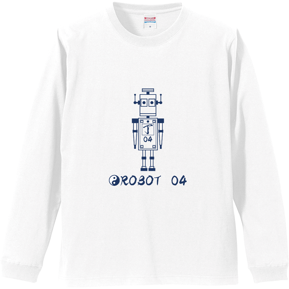 占術Tシャツ ロボット 04  ブルー 長袖(ホワイト)