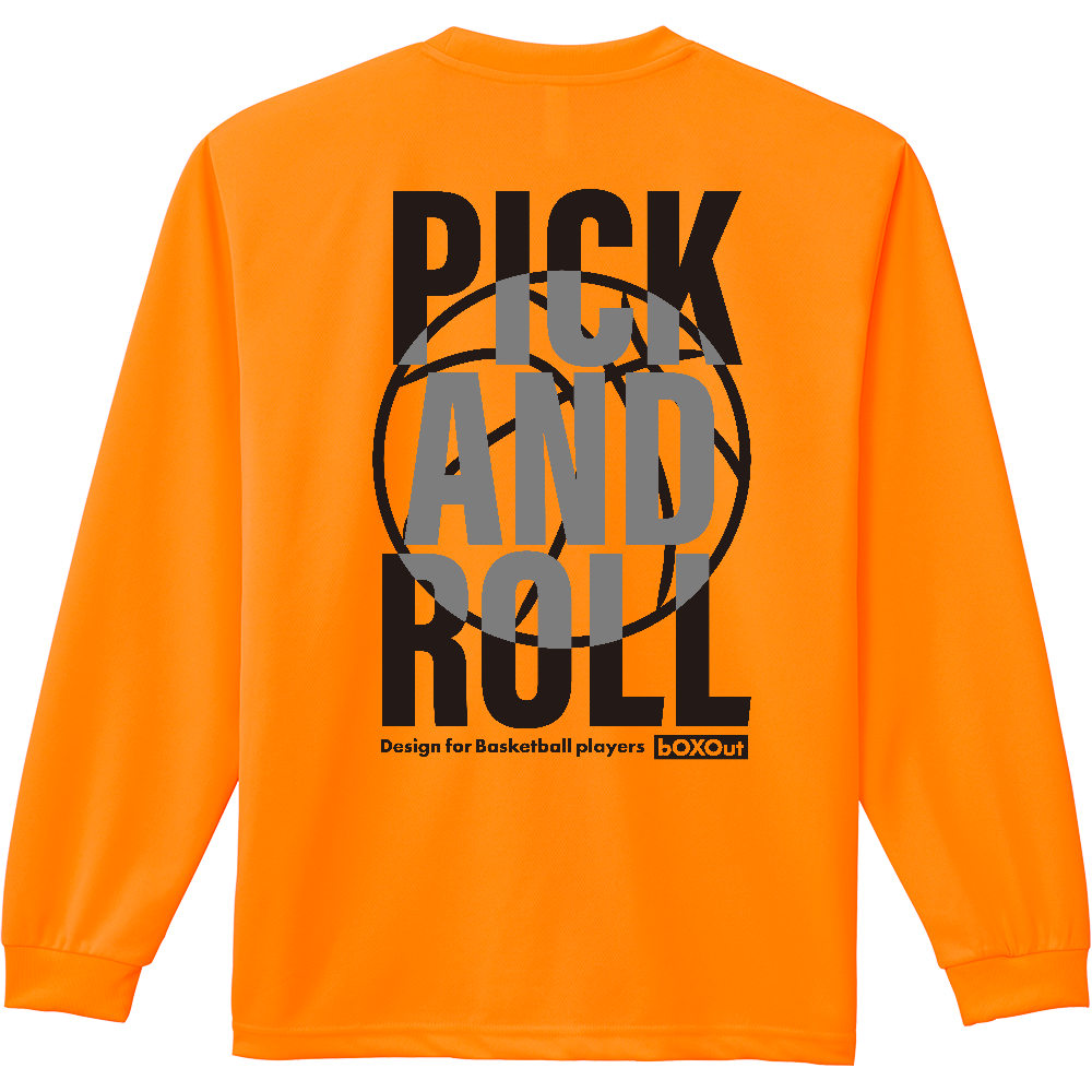 【バックプリント】PICK&ROLL／ドライロングスリーブTシャツ(オレンジ)  