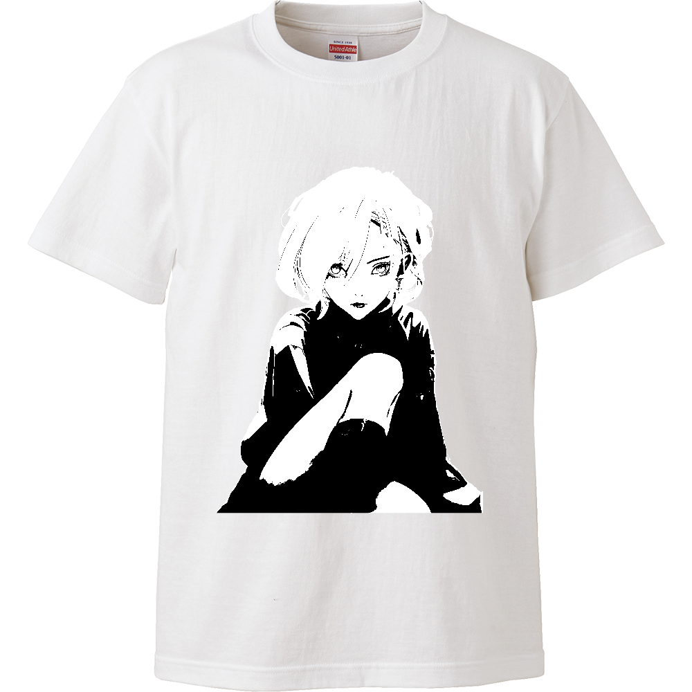 白髪女子その1白黒Ver（ハイクオリティーTシャツ）