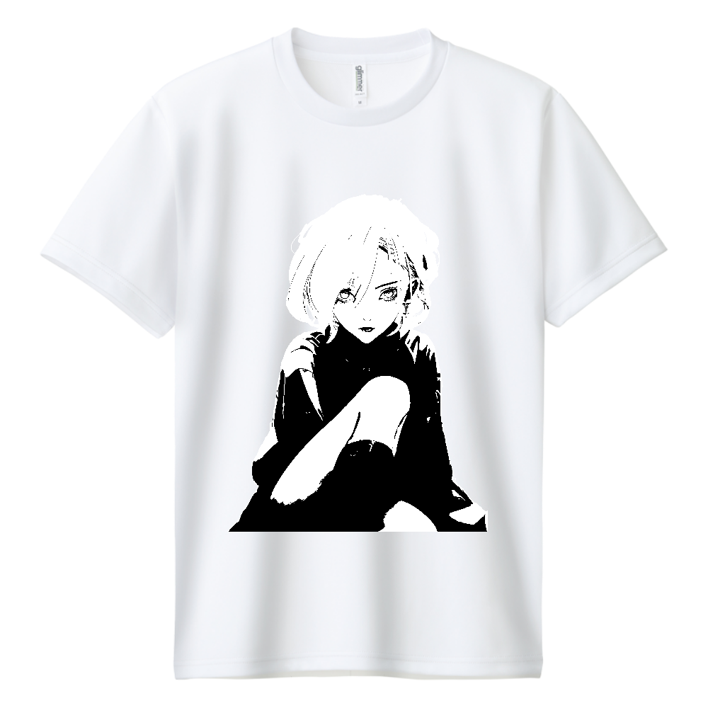 白髪女子その1白黒Ver（ドライＴシャツ）