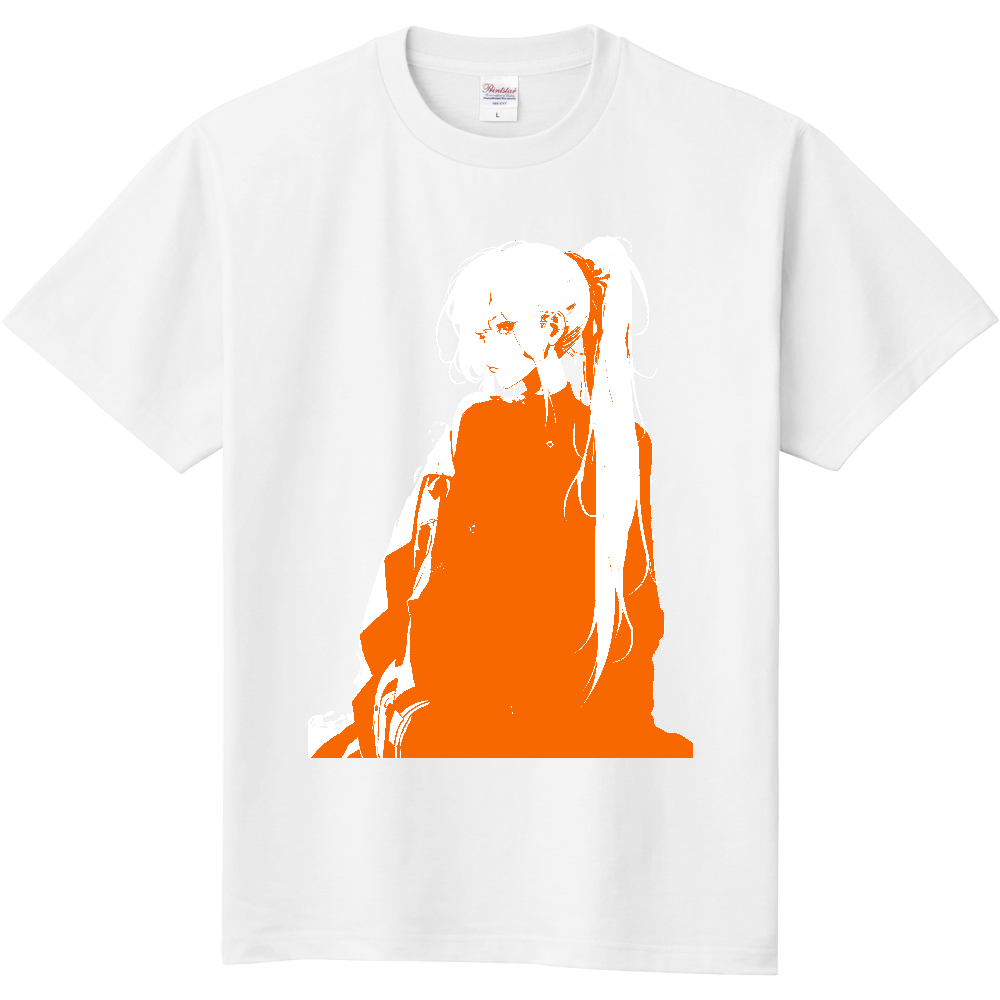 白髪女子その２ホワイト＆オレンジ（定番Tシャツ）