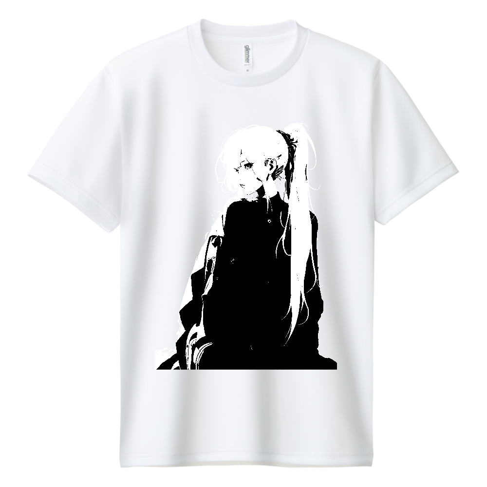白髪女子その２白黒Ver（ドライＴシャツ）