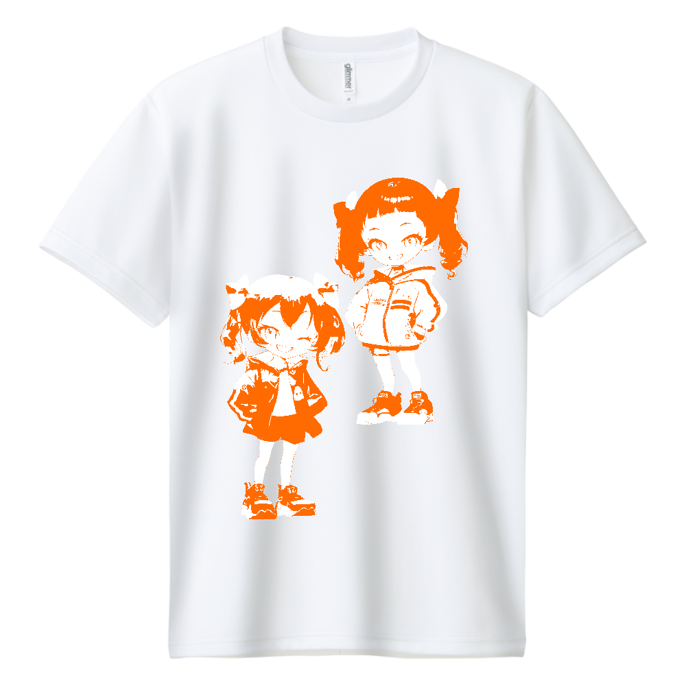 tec wear 女子Ver４ちびきゃらホワイト＆オレンジ（ドライＴシャツ）