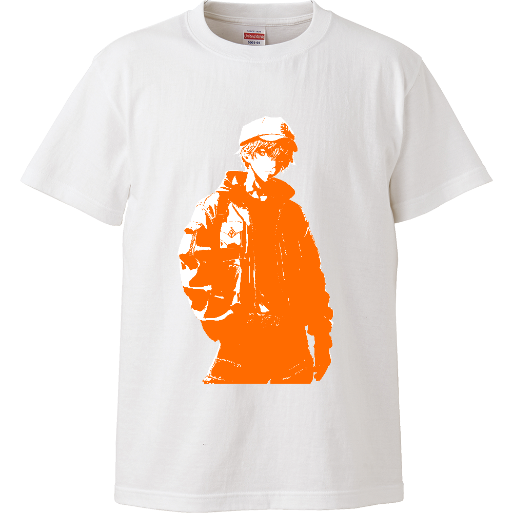 tec wear男子２ホワイト＆オレンジ（ハイクオリティーTシャツ）