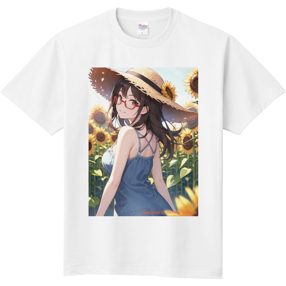 Tシャツ レイナ 麦わら帽子とひまわり畑♪