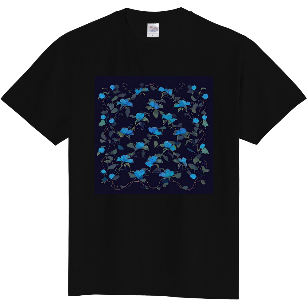 つる草と青い花のデザイン