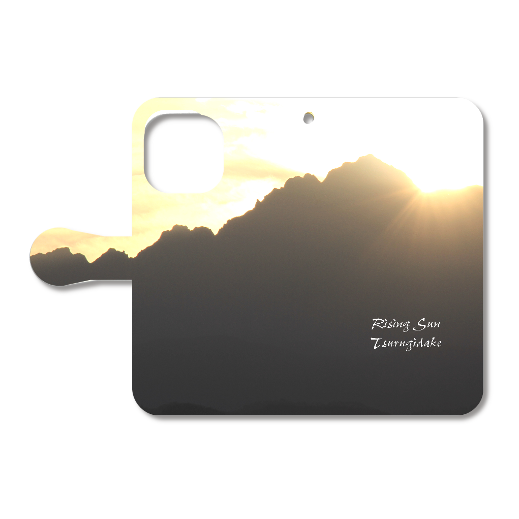 Rising Sun Tsurugidake　日の出 手帳型ベルト付きiPhone15