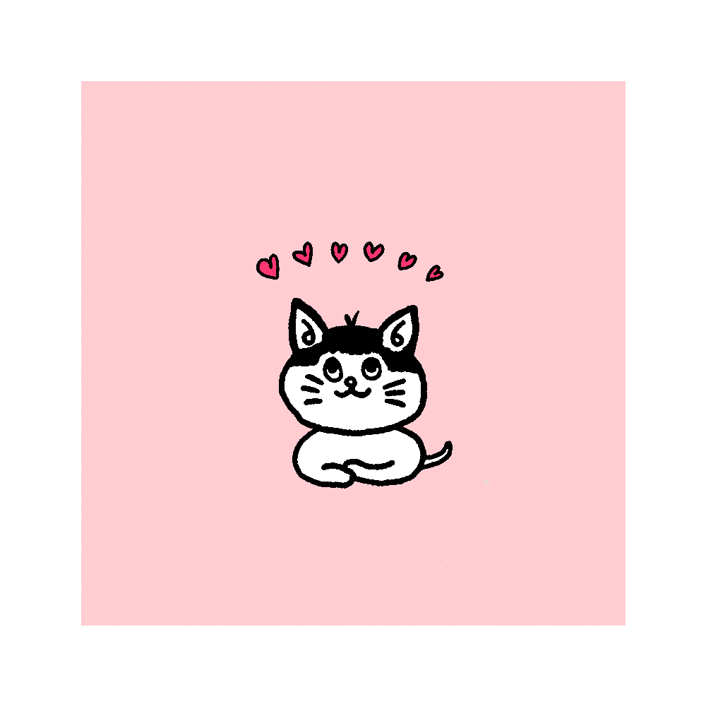 高発色 全面印刷 極厚ミニハンカチタオル20cm(1)　猫ちゃんハート