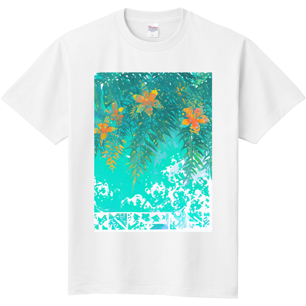 パームツリーと南国の花のデザイン