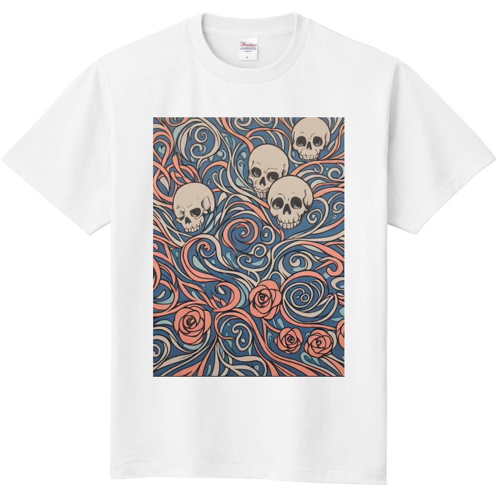 バラとドクロの抽象画風