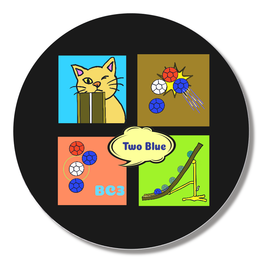 「TWO BLUE」ランプ猫 缶バッジ