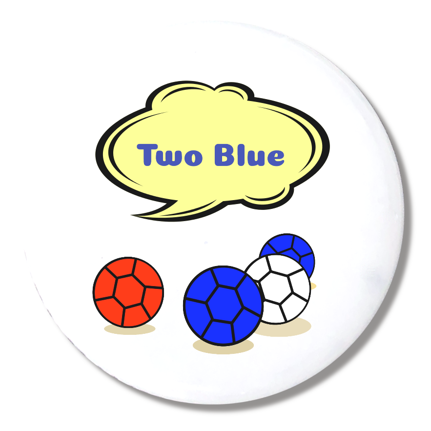 「TWO　BLUE」缶バッジ（白）
