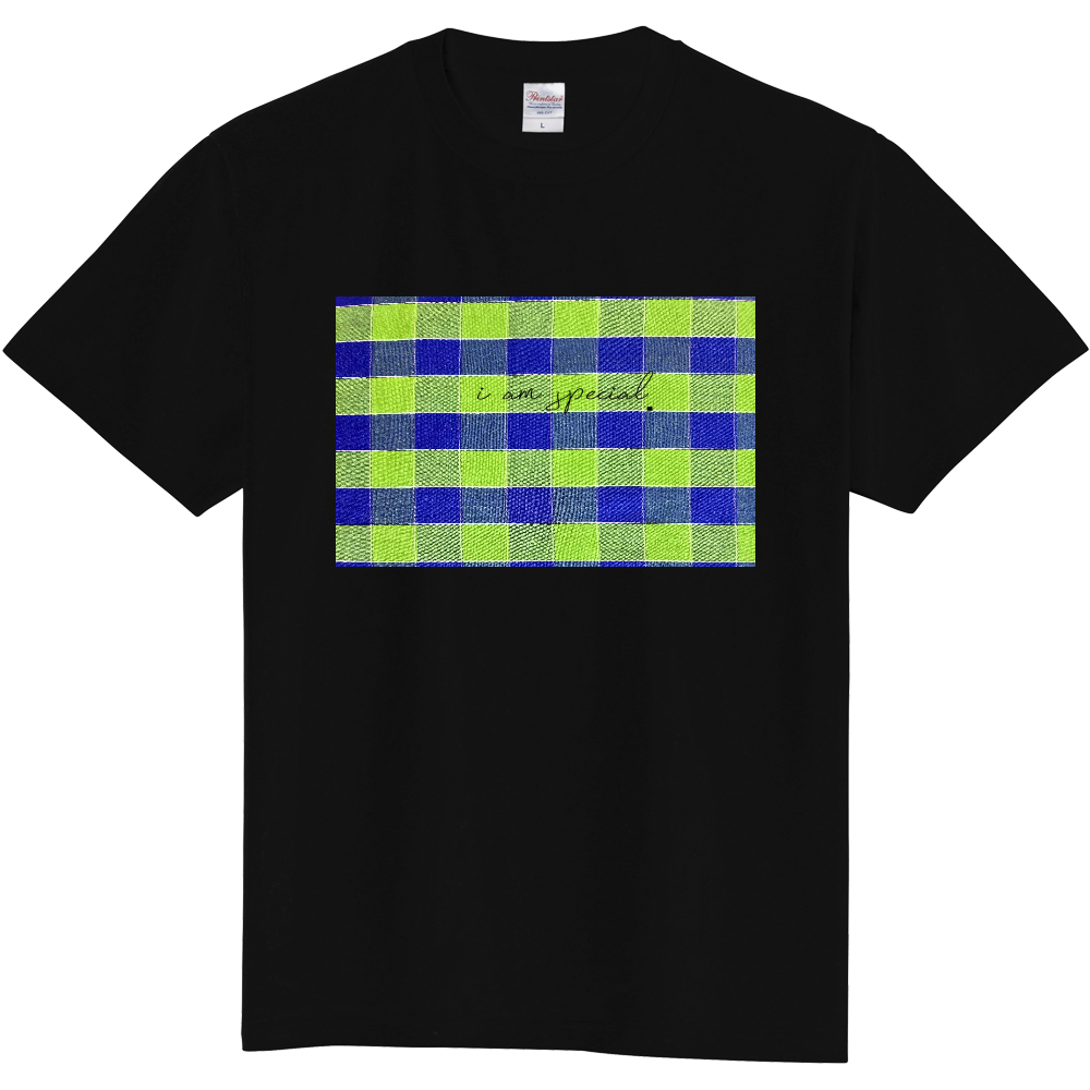 チェック柄プリントTシャツblack