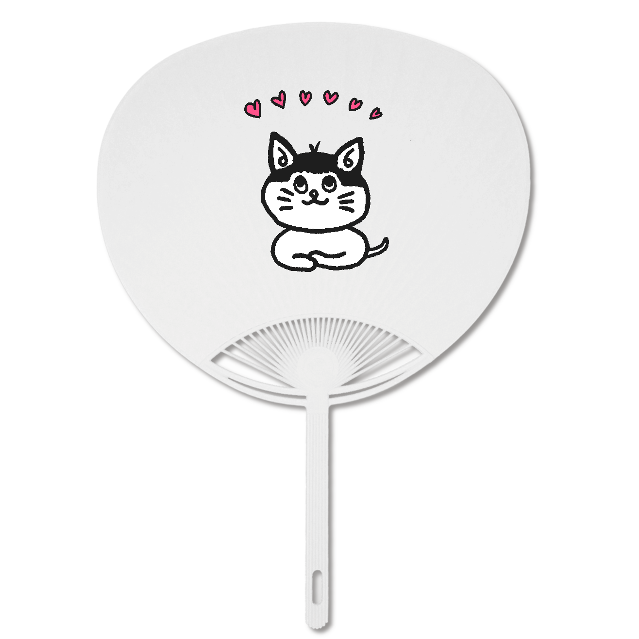 白うちわ　猫ちゃんハート