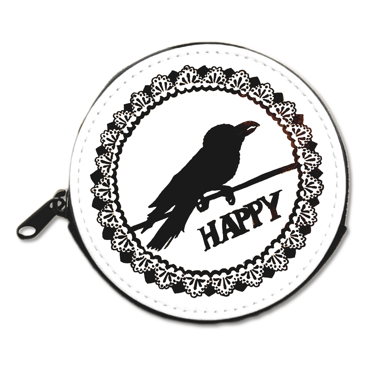 カラスのハッピーシルエットイラストコインケース