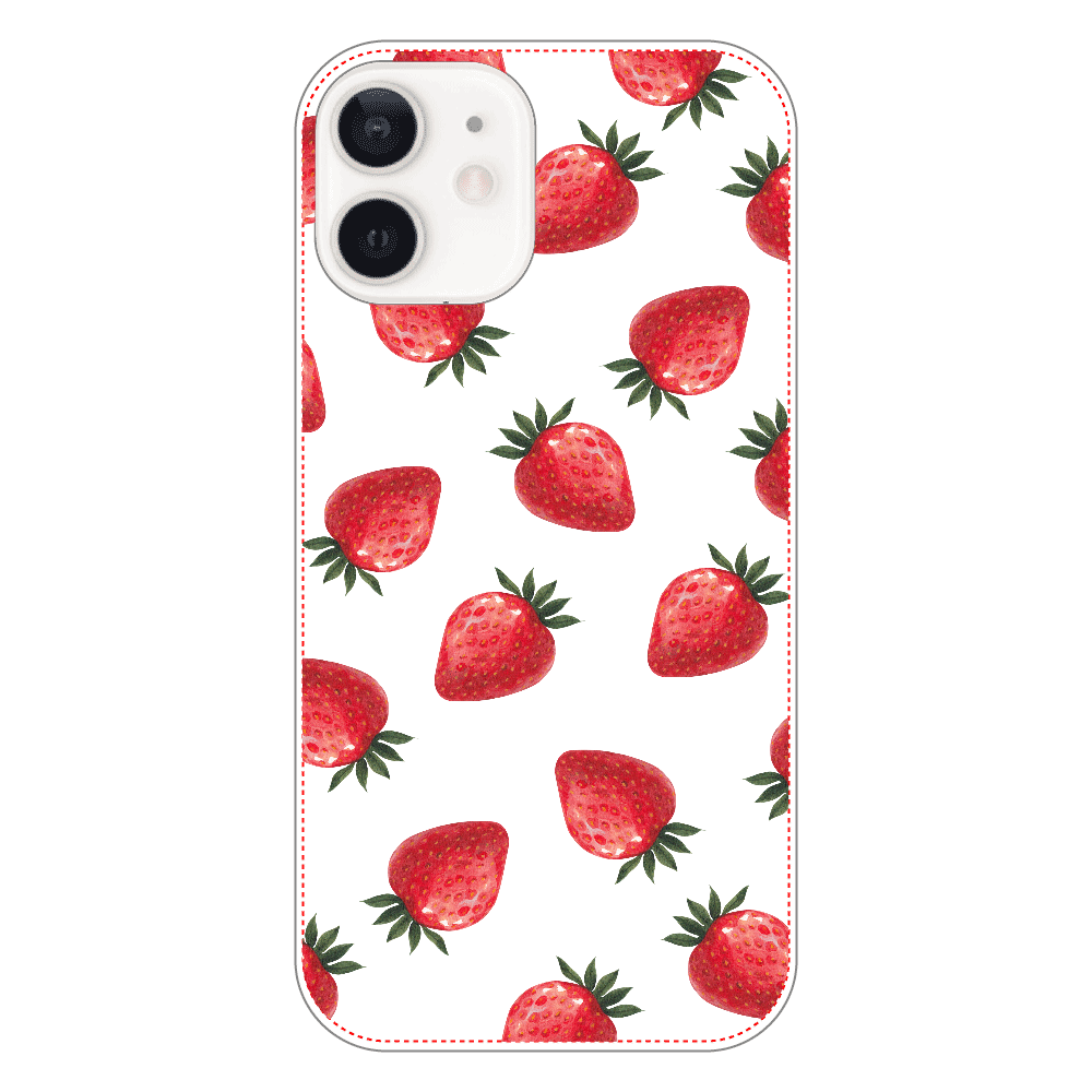 送料無料『税込1980円』！！いちごiPhoneケース　iPhone12mini（透明）送料無料 可愛い いちご柄 スマホケース レディース メンズ カップル ペア おそろい 韓国風 おしゃれ フルーツ カバー 透明 クリア 衝撃吸収 シンプル 人気 ギフト