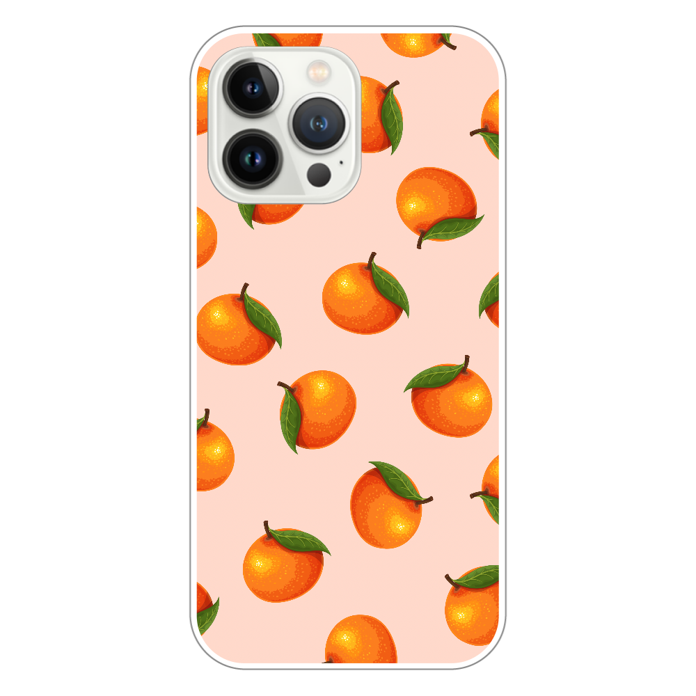 みかん スマホケース iPhone14 Pro Max (白) (ハードケース)