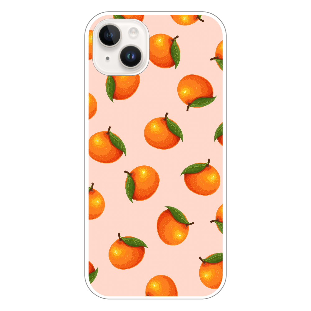 みかん スマホケースiPhone14 Plus (白) (ハードケース)