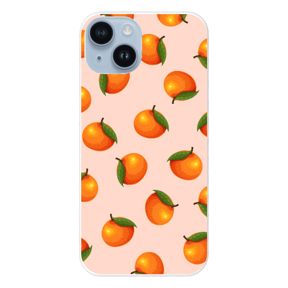 みかん　スマホケースiPhone14 (白) (ﾊｰﾄﾞｹｰｽ)