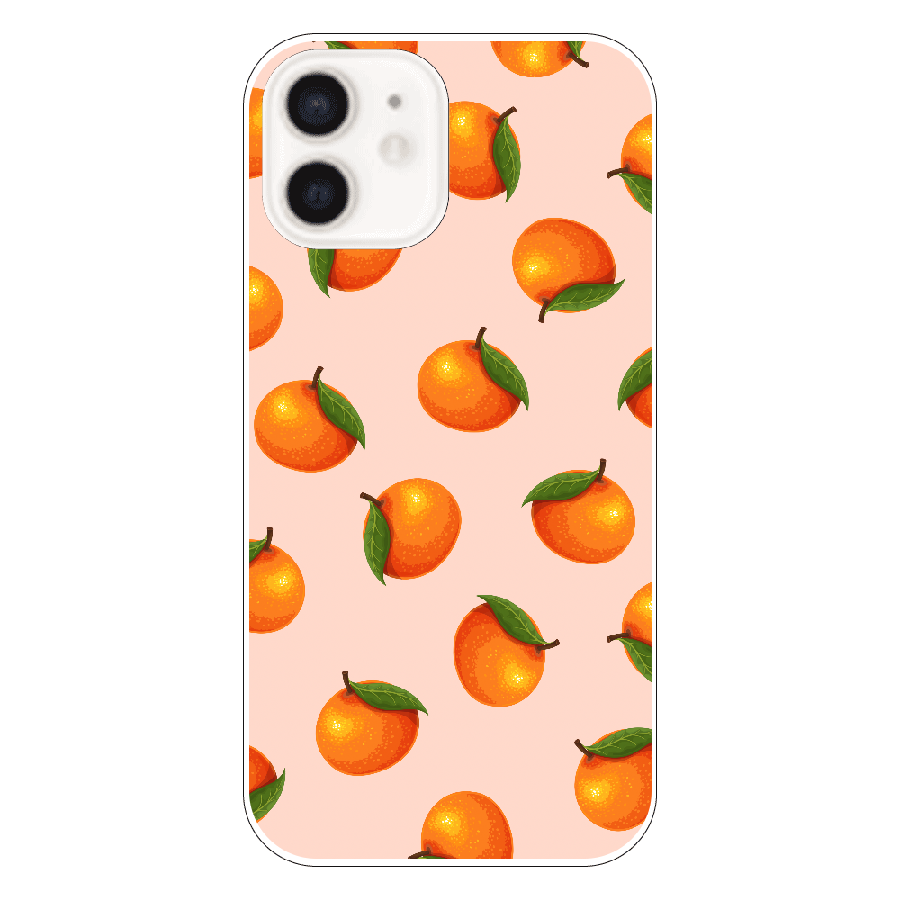 みかん　スマホケース	iPhone12 (白)