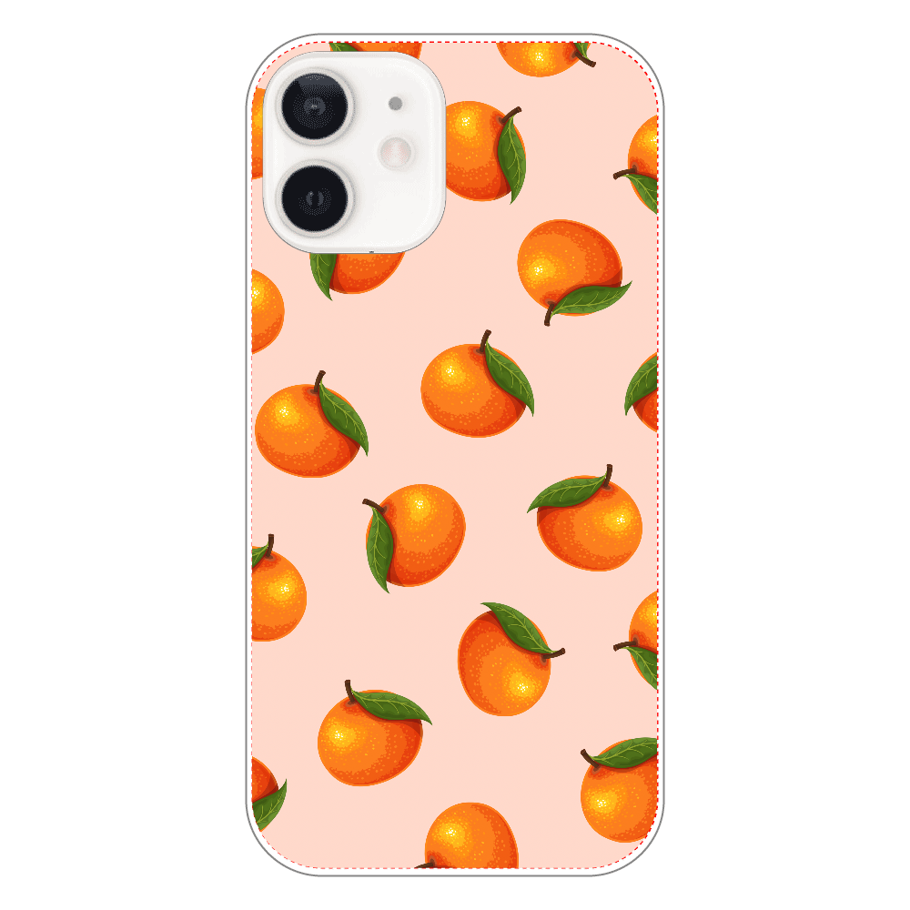 みかん　スマホケースiPhone12 mini (白)