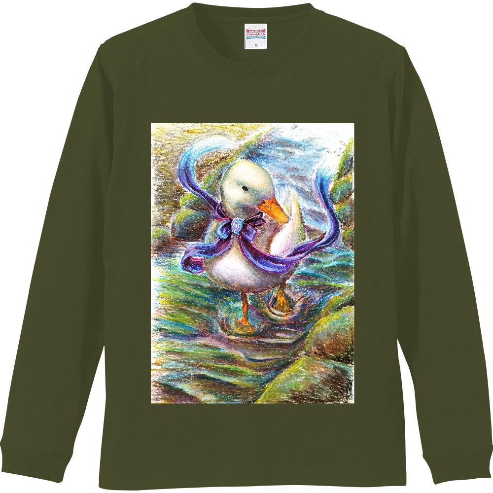 青リボンコールダックTシャツ(長袖)