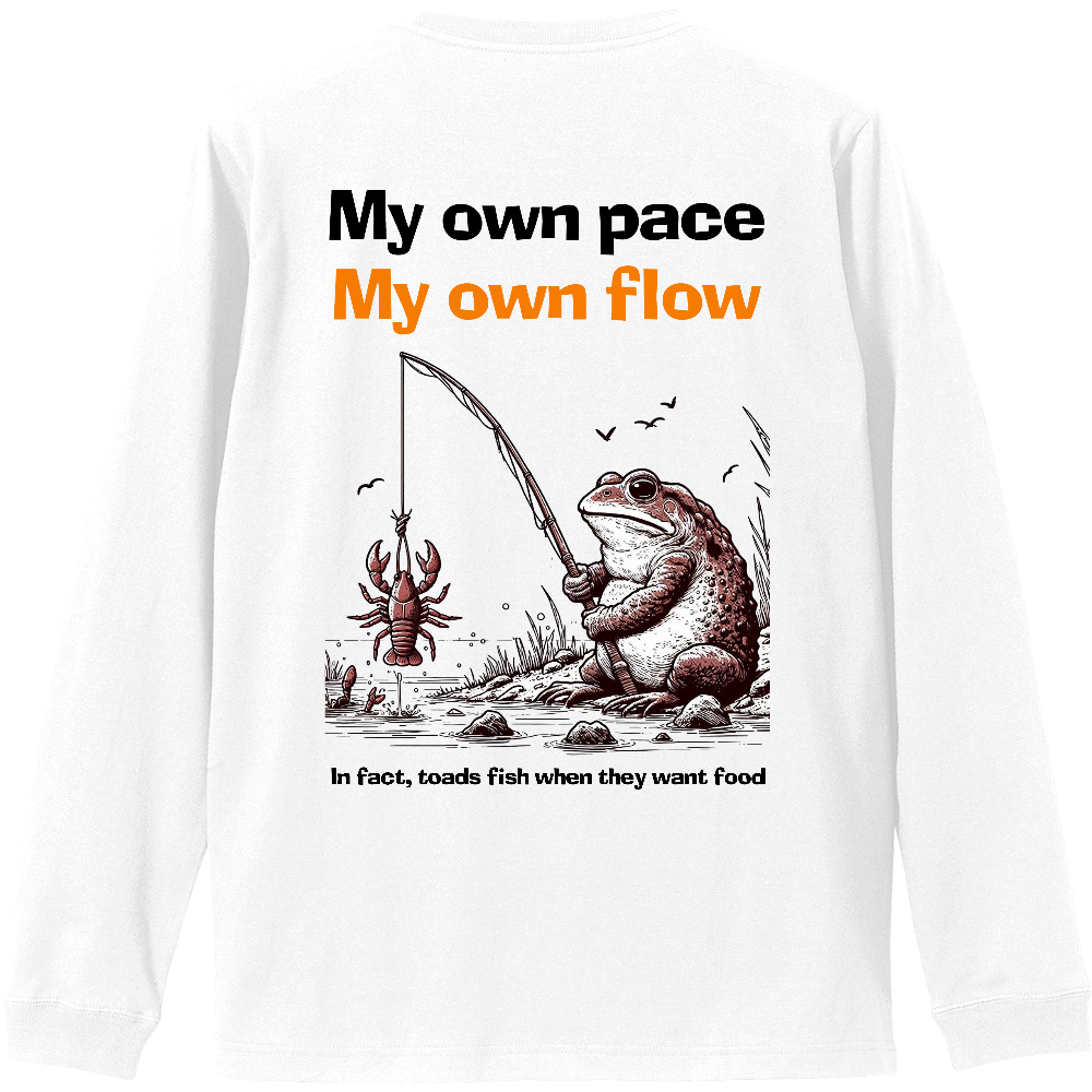 フィッシングカエルのバックプリントロンT