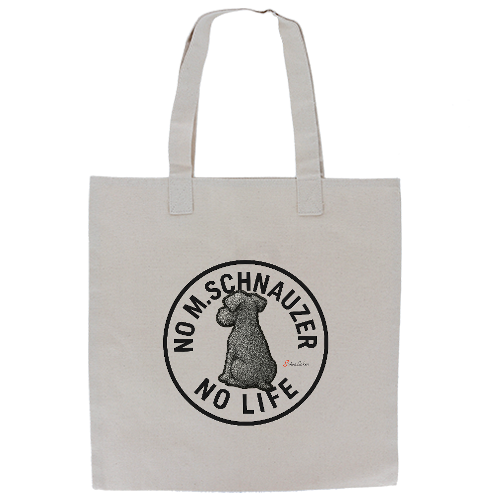 カワイイわんちゃんのトートバッグ（ミニチュアシュナウザーの後ろ姿　刺繍調）