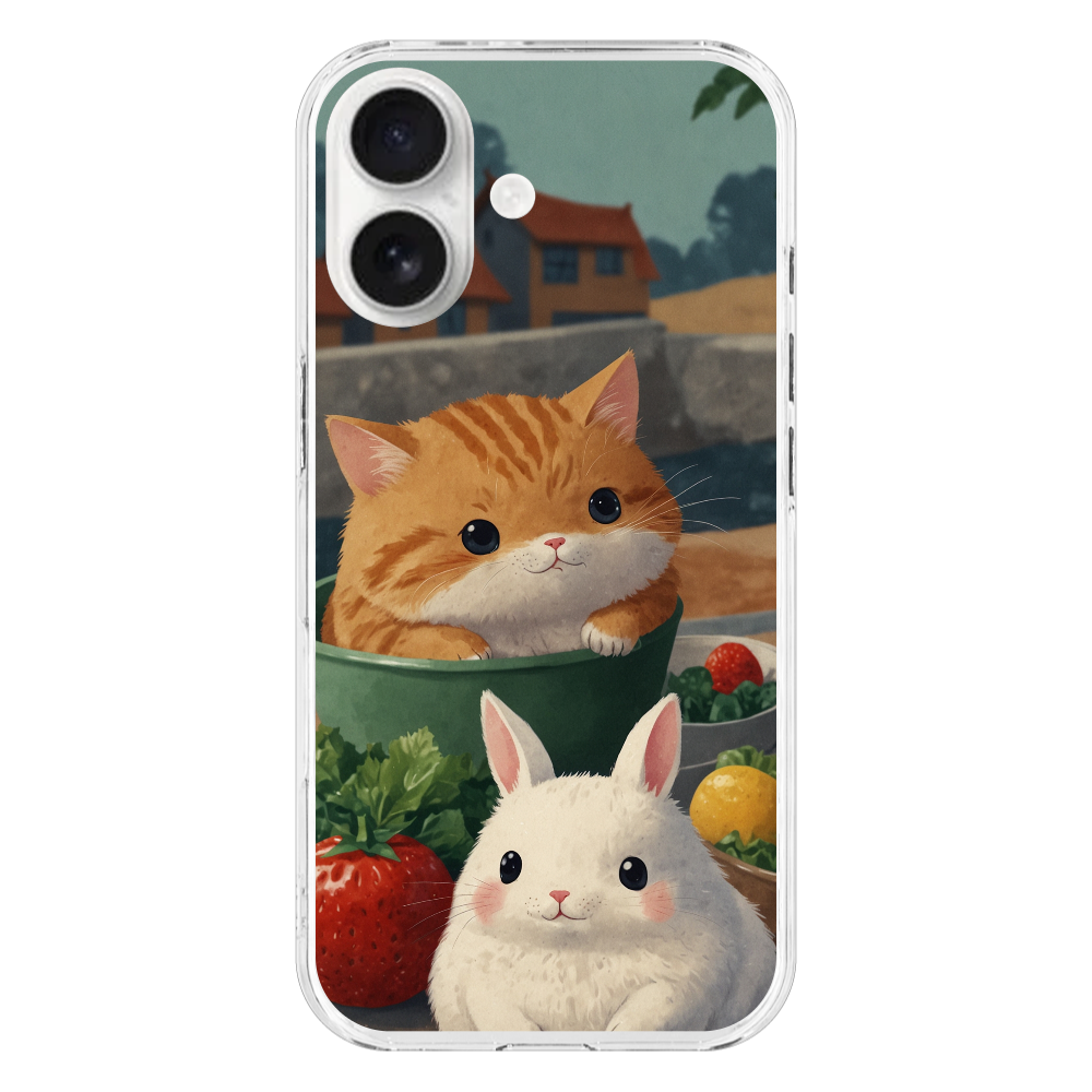 ねことうさぎ iPhone17 (透明)(ハードケース)