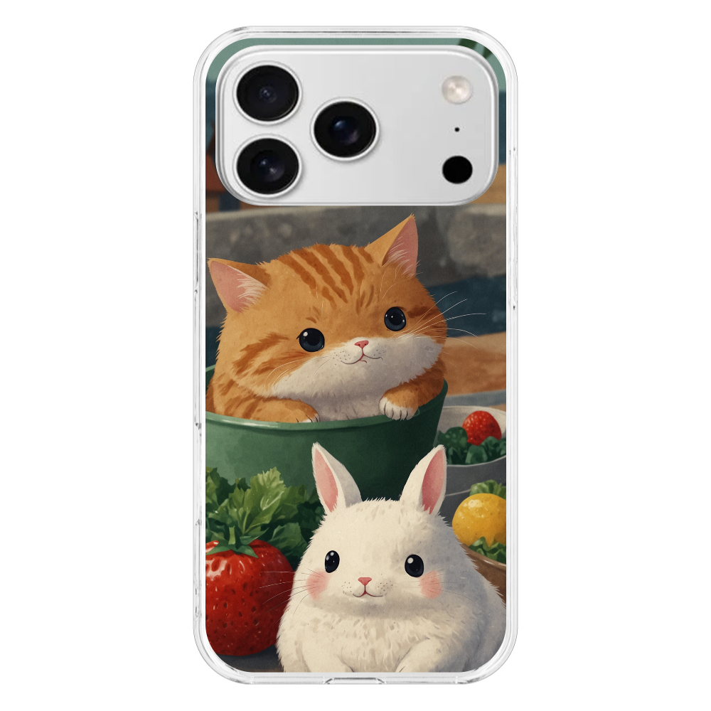 ねことうさぎ iPhone17 ProMax (透明)(ハードケース)