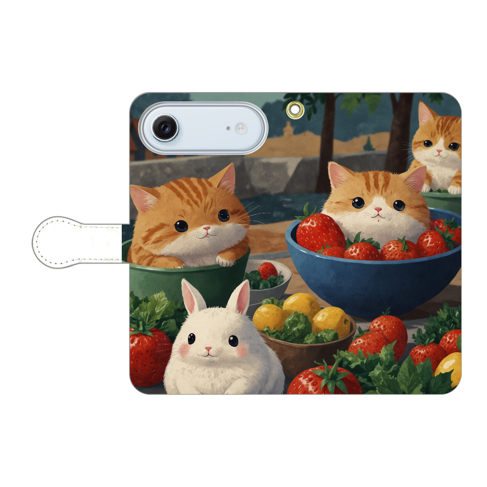 ねことうさぎ 手帳型ベルト付きiPhone17 Air