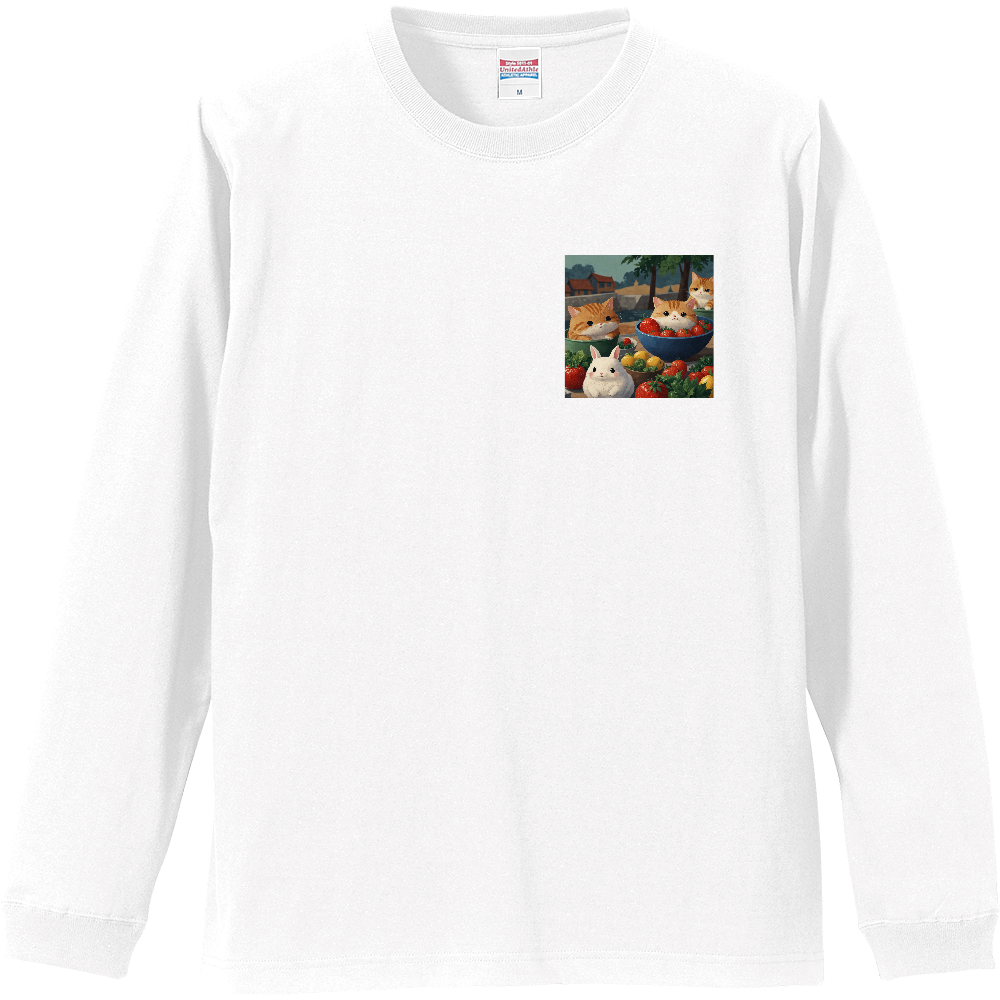 ねことうさぎ リブ付 ロングスリーブＴシャツ