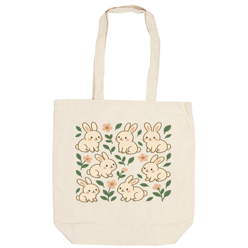 【ほっとするうさぎたち】癒しのキャンバストート（M）