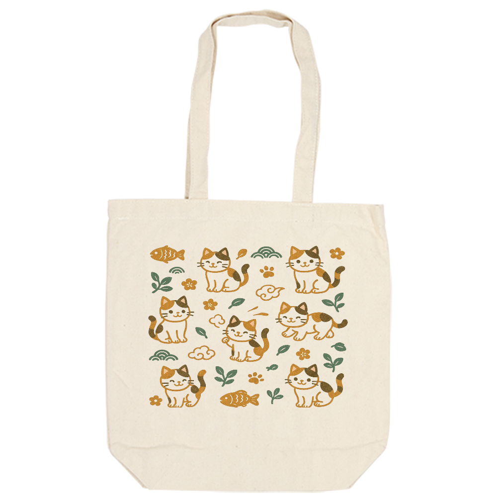 【まったり三毛猫】癒しのキャンバストート（M）