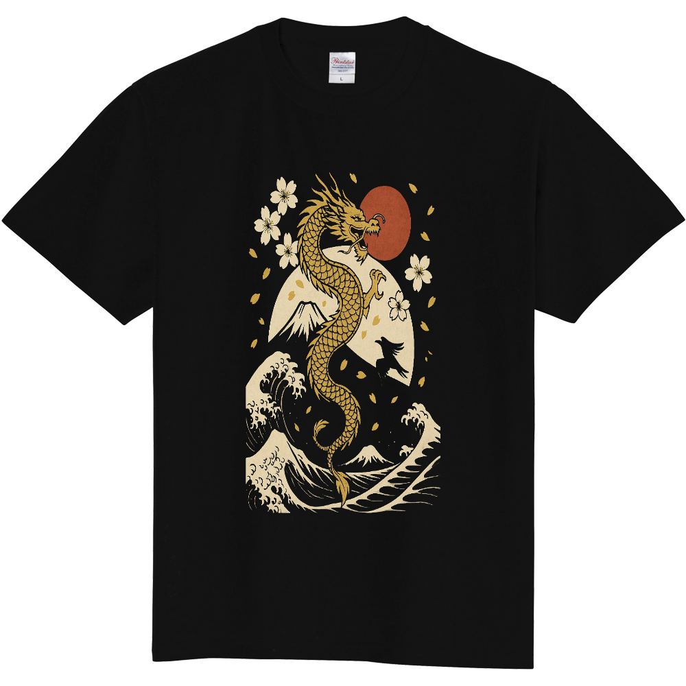 昇龍の刻　黄金の龍と富士の和モダンTシャツ