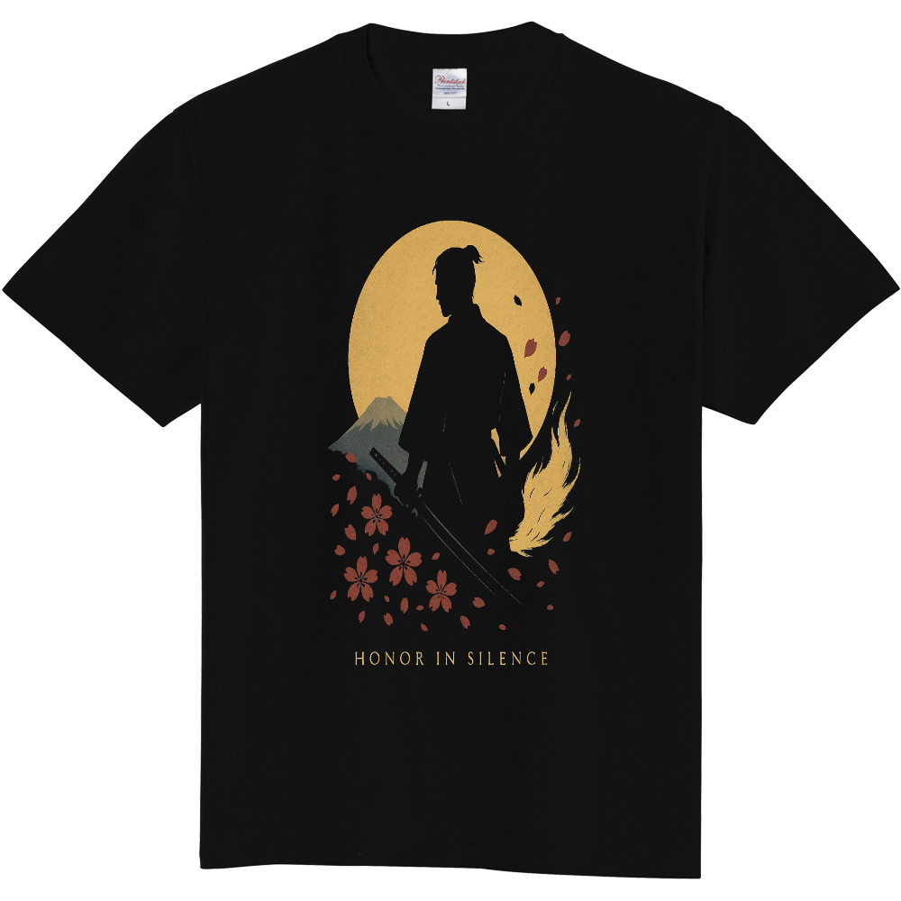 【HONOR IN SILENCE】月夜に佇む侍の和アートTシャツ