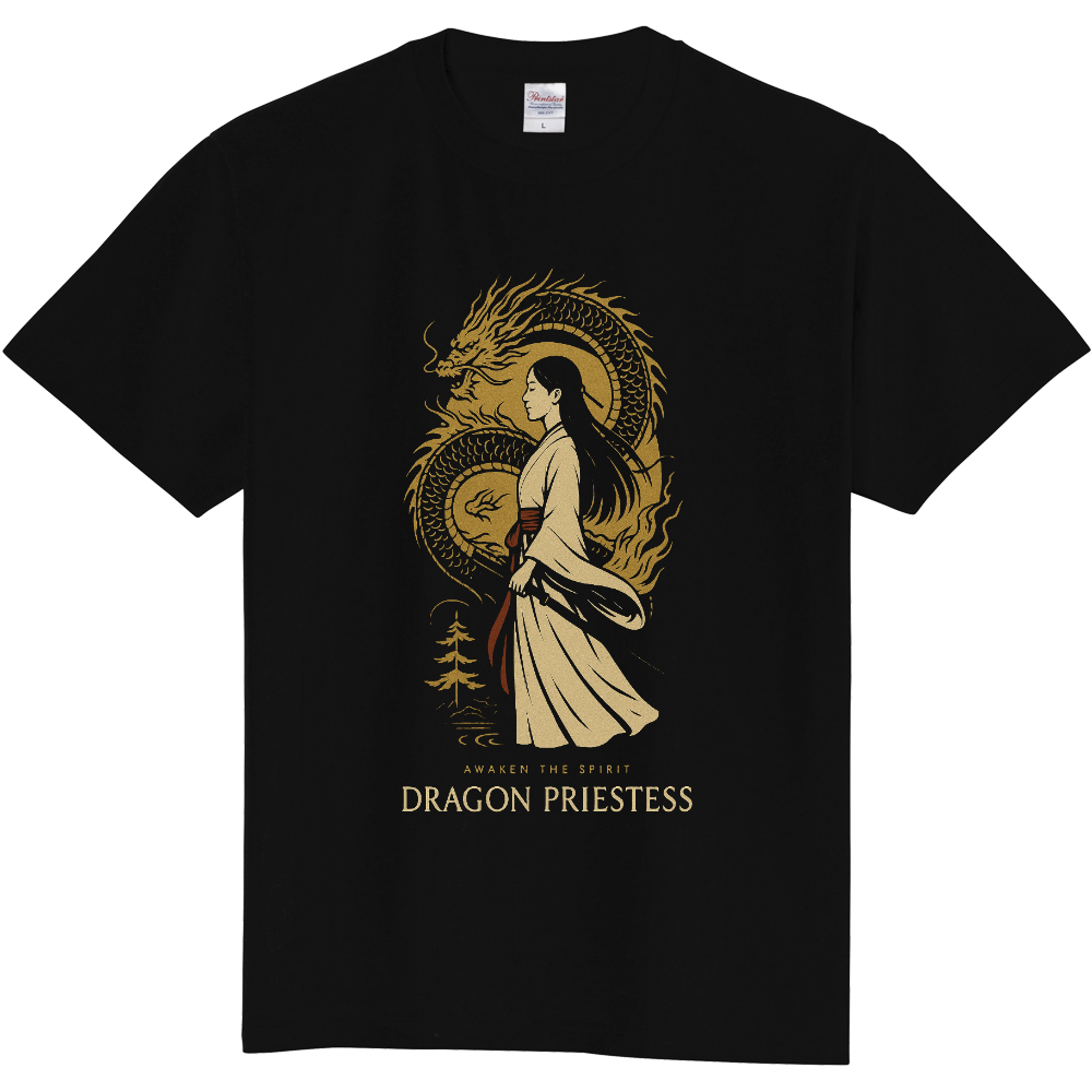 【DRAGON PRIESTESS】龍と巫女の神秘をまとう和アートTシャツ