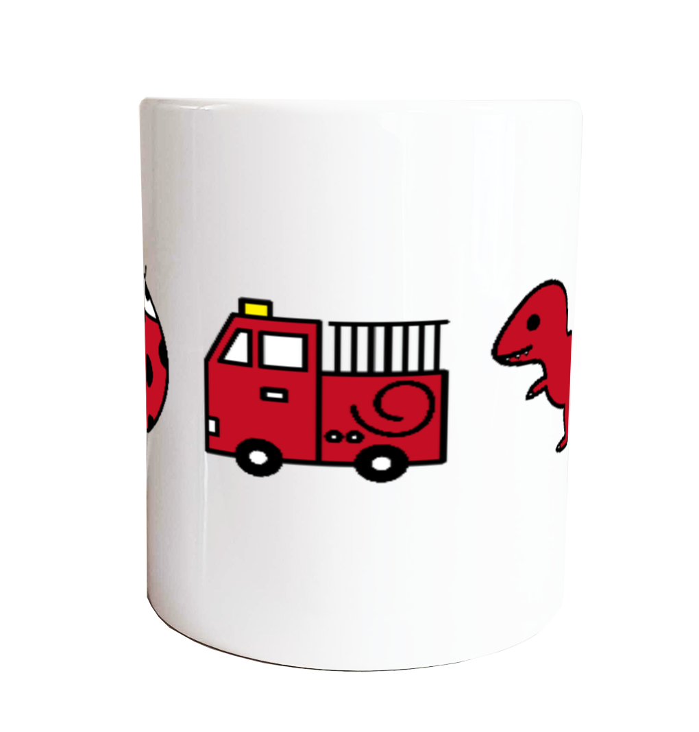 【赤いもの】定番マグカップ|テントウムシ・消防車・ティラノサウルス