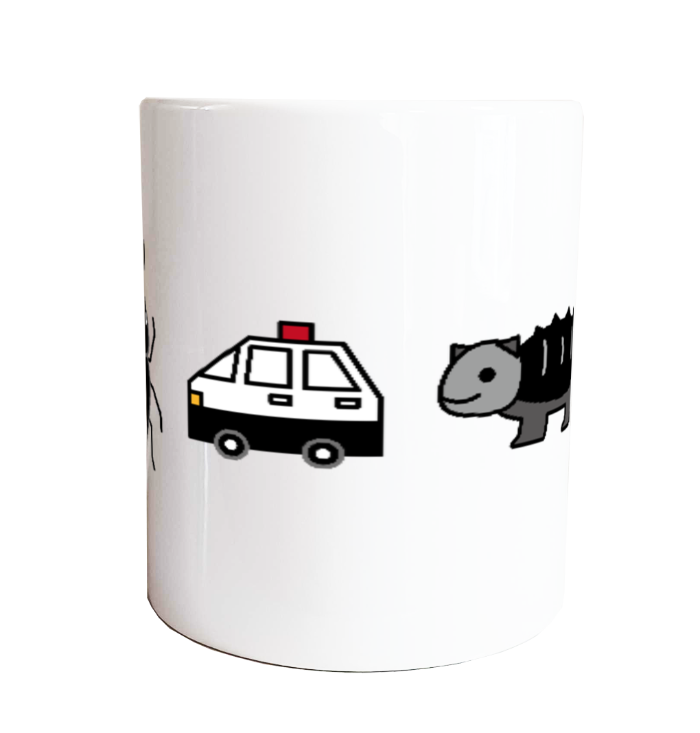【黒いもの】定番マグカップ|カブトムシ・パトカー・アンキロサウルス
