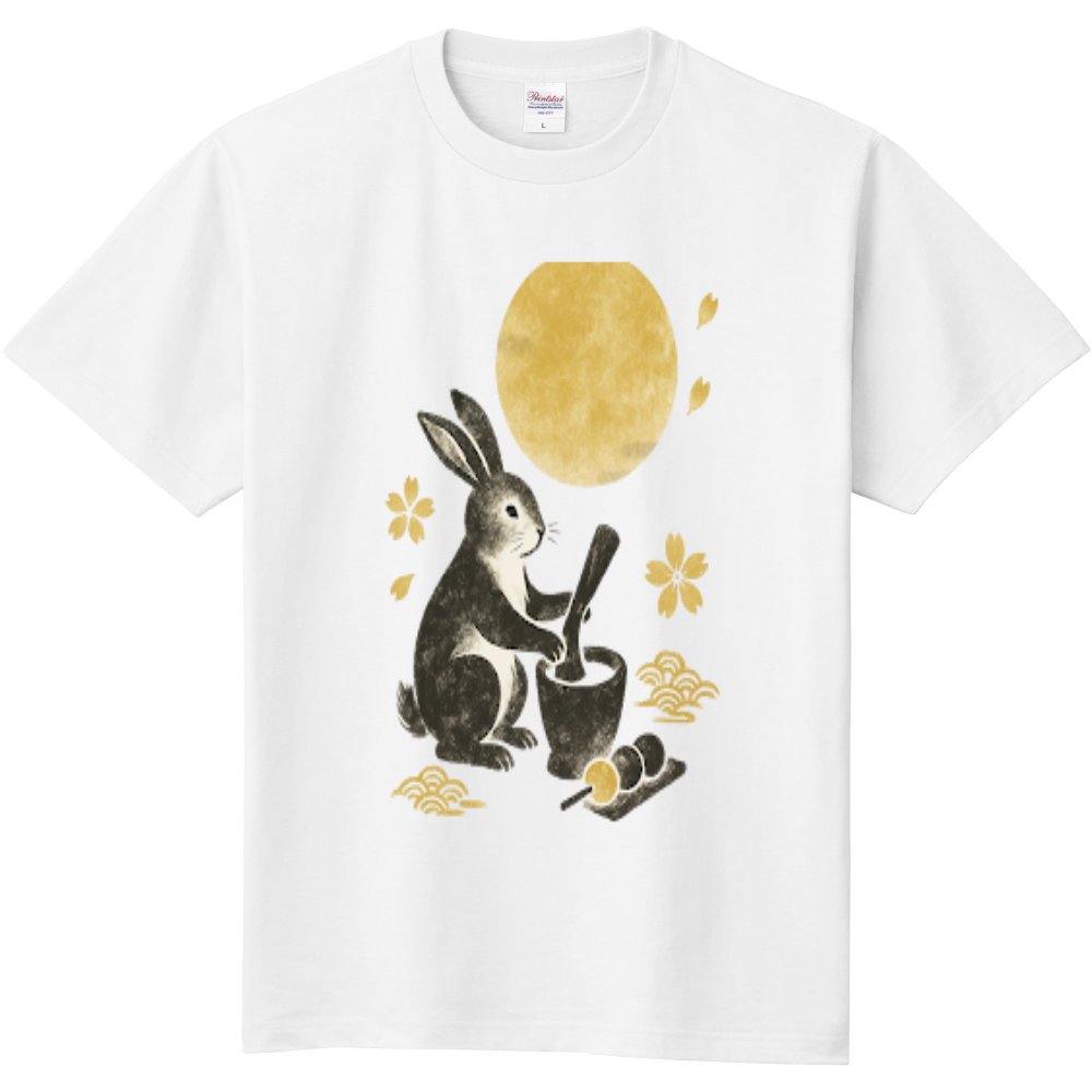 【MOONLIGHT RABBIT】月夜に願う兎の和モダンアートTシャツ