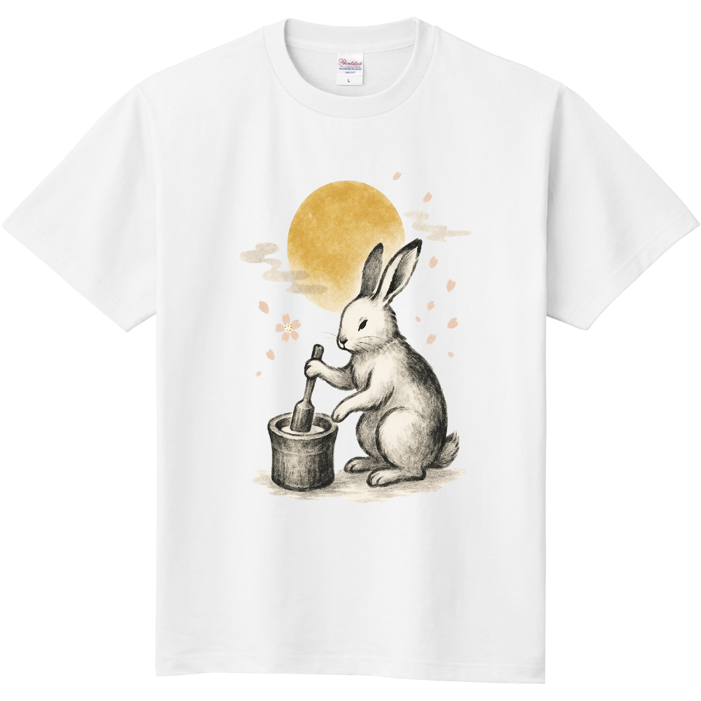 【MOON RABBIT SERENITY】満月に願う兎の和モダンアートTシャツ
