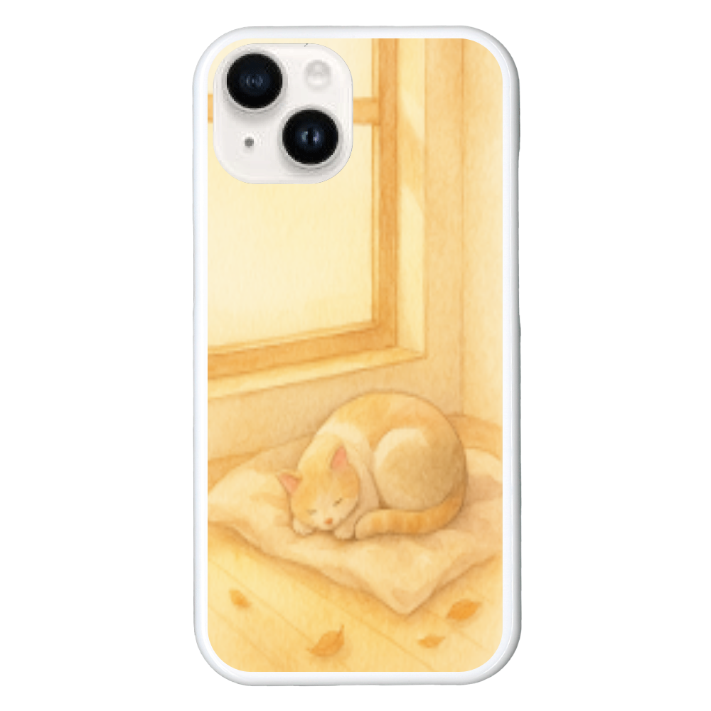 【AUTUMN NAP】秋の陽だまりで眠る猫の癒しアート iPhone15 ハードケース