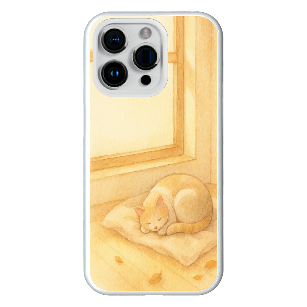 【AUTUMN NAP】秋の陽だまりで眠る猫の癒しアート iPhone15Pro ハードケース
