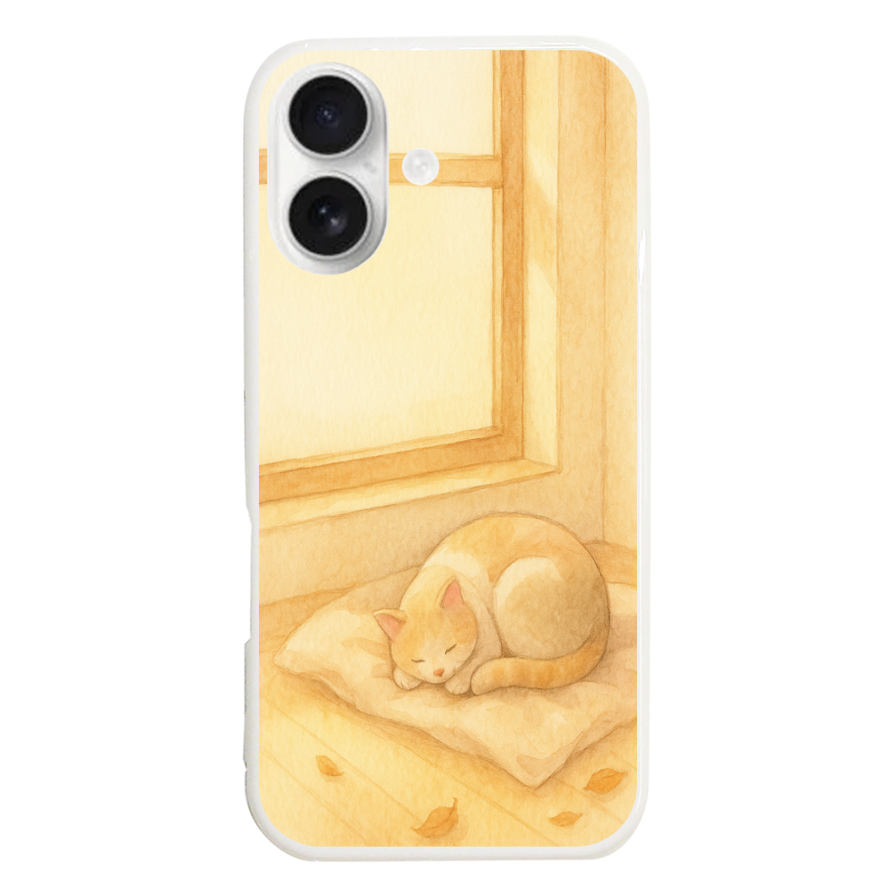 【AUTUMN NAP】秋の陽だまりで眠る猫の癒しアート iPhone17 ハードケース