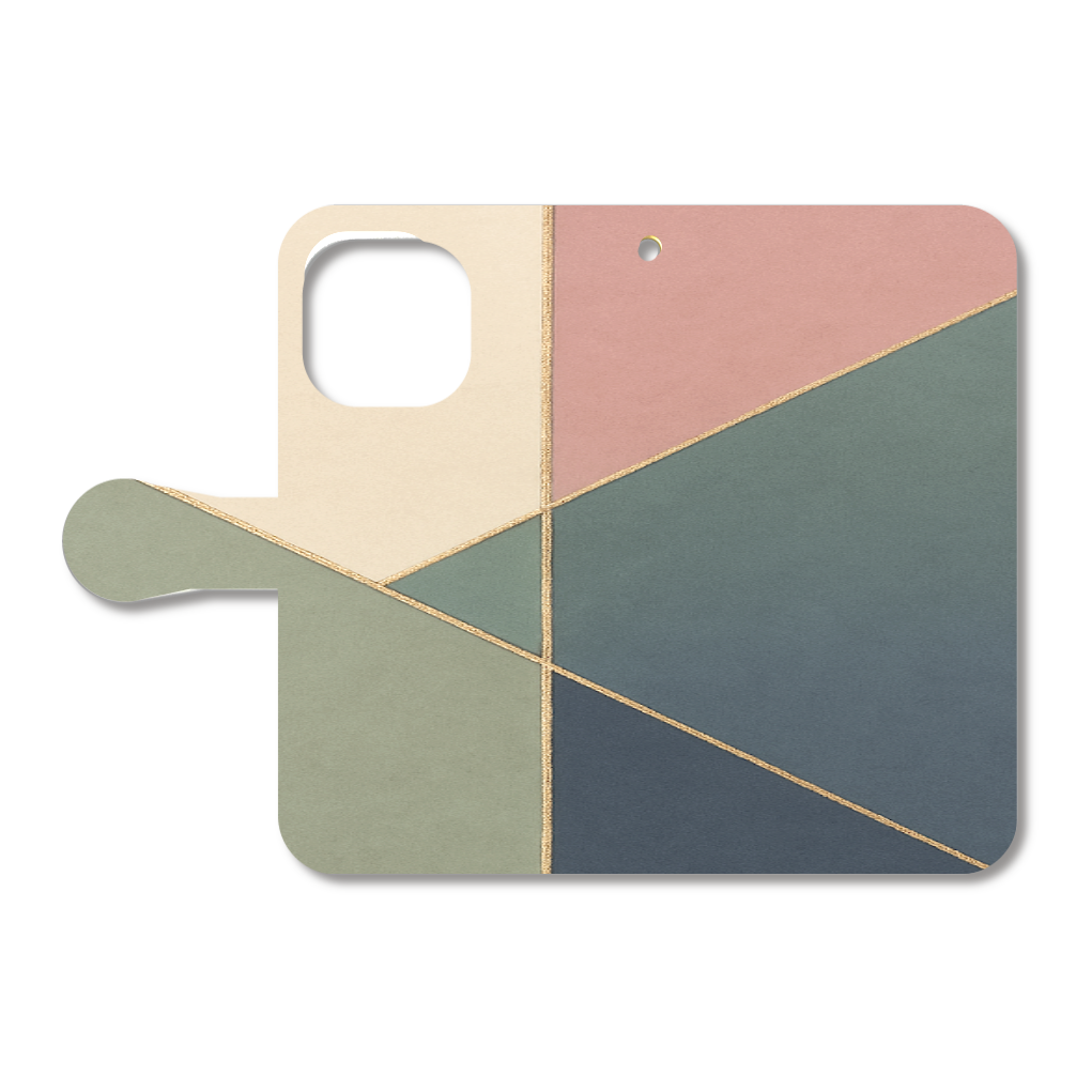 【GEOMETRIC GRACE】北欧モダン 手帳型ベルト付き iPhone15スマホケース