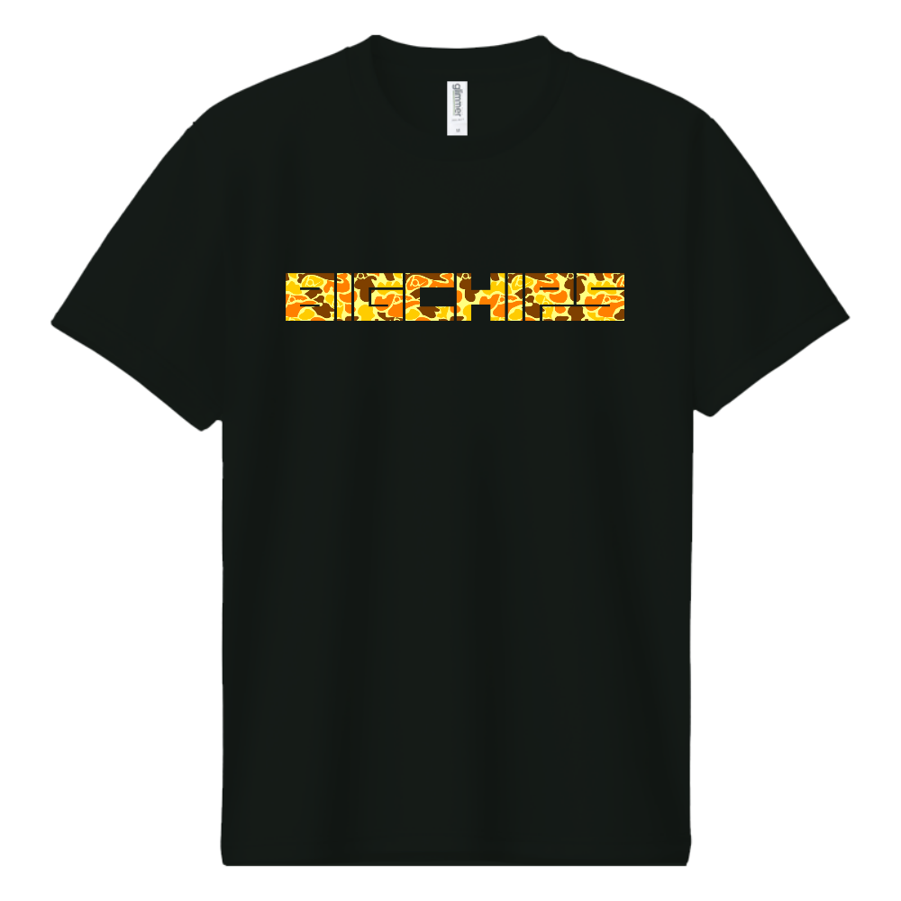 BIGCHIPS027-003 SquareLogo001 C黄カモフラ ドライTシャツ 全色OK