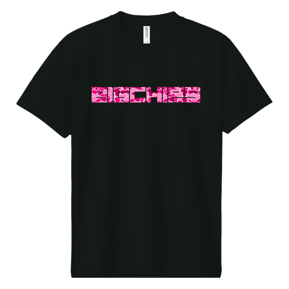 BIGCHIPS027-004 SquareLogo001 D桃カモフラ ドライTシャツ 全色OK